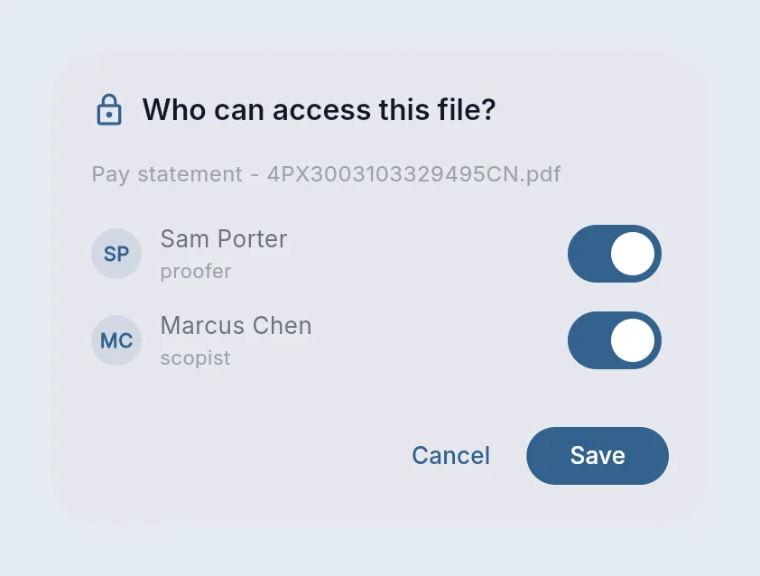 Who can access this file: a switch per editor