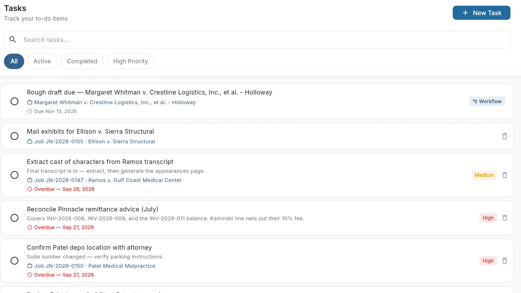 Tasks: the rough draft due task added automatically